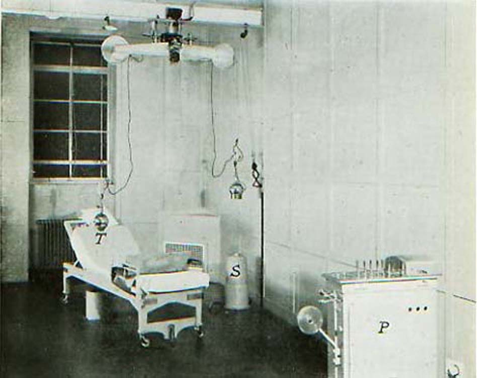 Treatment room for the 4 g Ra teletherapy unit at the Westminster Hospital, London